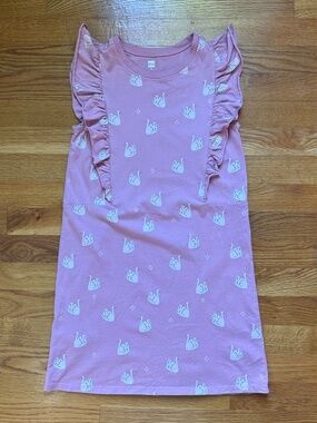 Tea Collection Pink White Swan Ruffle Summer Dress Girls 10